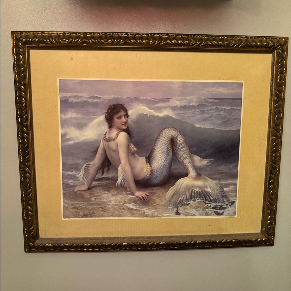 Gilt Framed MERMAID Art Tatiana Willener William Adolph Bouguereau The Wave 22”